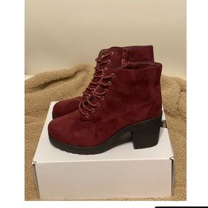 Lace Up Burgundy Boots
